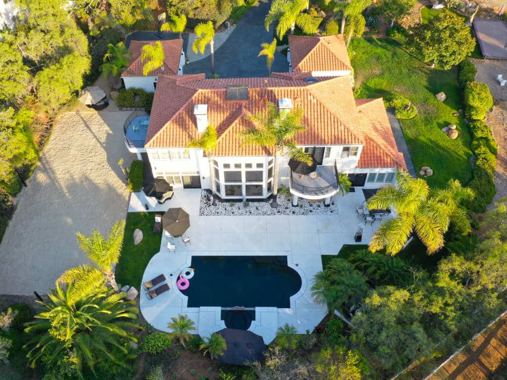 aerial photo of aton center home with pool