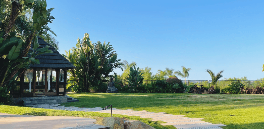 landscape shot of aton center grounds with gazebo