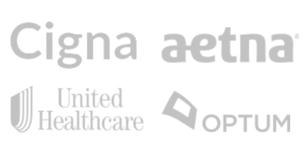 Insurance logos for Cigna, Aetna, United Healthcare, and Optum