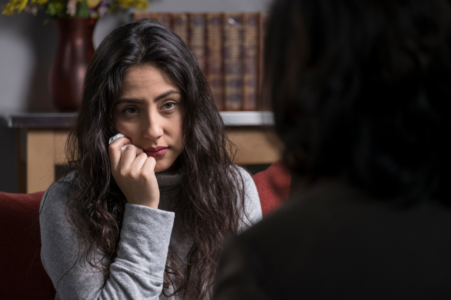Woman in therapy for anxiety treatment